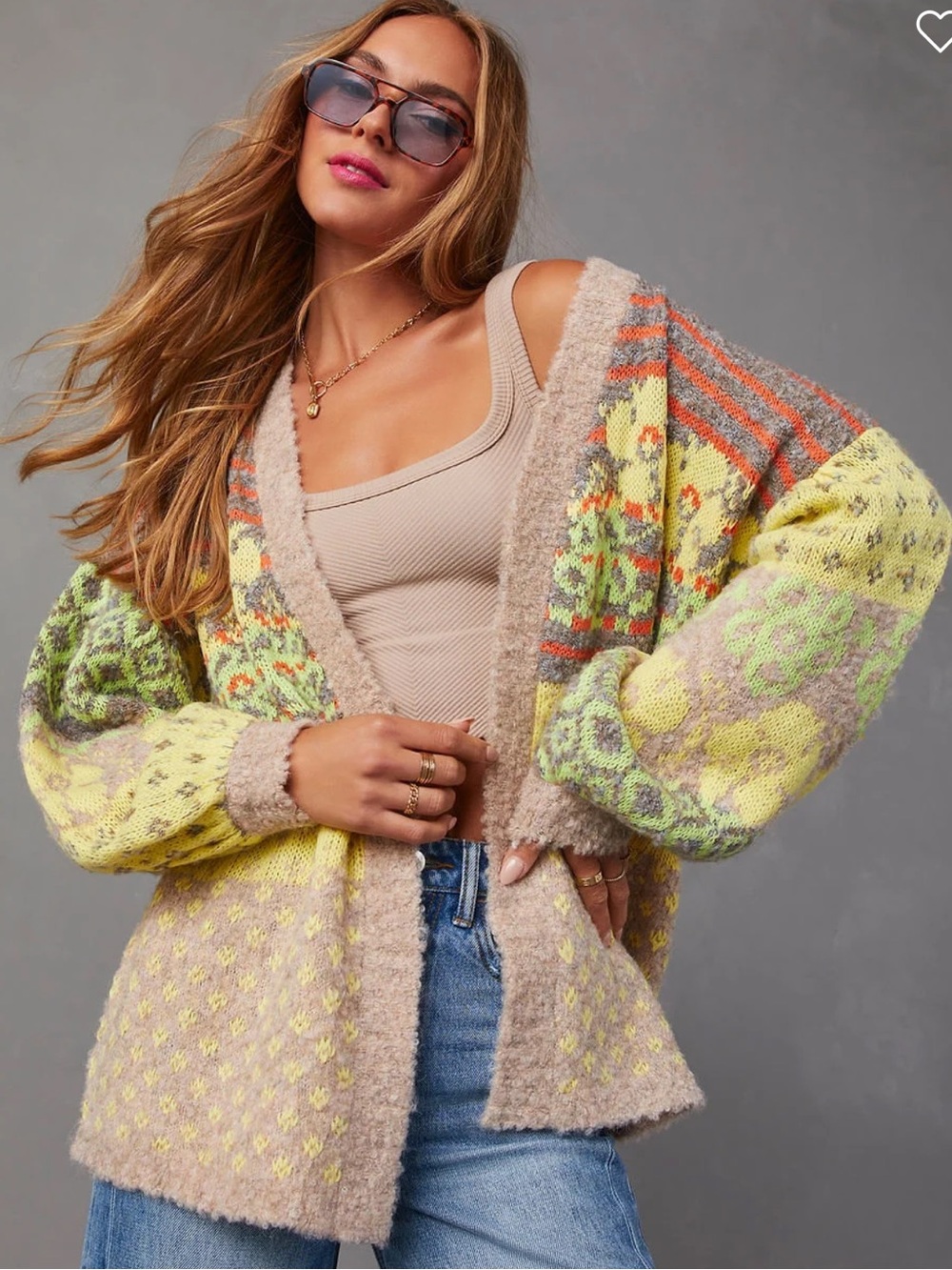 Ferrell Printed Open Front Cardigan